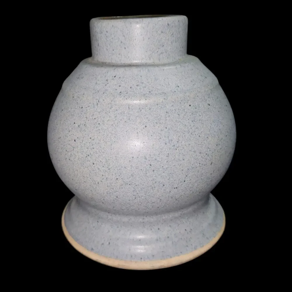 Dekrech Originals Handcrafted Stoneware Vase Blue Floral Relief Vintage MCM